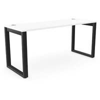 Switch Rectangular Modern Office Desk with Black Closed Leg & White Portal Top W1600xD600xH725mm