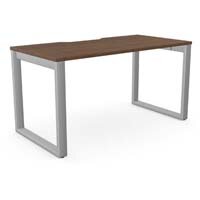 Switch Rectangular Modern Office Desk with Silver Closed Leg & Dark Walnut Scallop Top W1400xD700xH725mm Switch Rectangular Modern Office Desk with Silver Closed Leg & Dark Walnut Scallop Top W1400xD700xH725mm