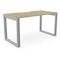 Switch Rectangular Modern Office Desk with Silver Closed Leg & Urban Oak Scallop Top W1400xD700xH725mm Switch Rectangular Modern Office Desk with Silver Closed Leg & Urban Oak Scallop Top W1400xD700xH725mm