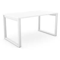 Switch Rectangular Modern Office Desk with White Closed Leg & White Scallop Top W1400xD800xH725mm