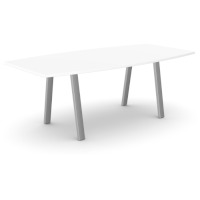 Switch One Piece Curved Meeting Table 2000x1000mm/800mm With White Top and Silver A Frame Base