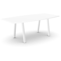 Switch One Piece Curved Meeting Table 2000x1000mm/800mm With White Top and White A Frame Base