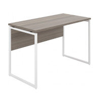 Camden Minimalist Desk with Grey Oak Top and White Square Metal Frame