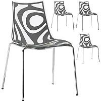Wave Chrome Leg Canteen & Breakout Stacking Chair Translucent & Anthracite Set of 4 Wave Chrome Leg Canteen & Breakout Stacking Chair Translucent & Anthracite Set of 4