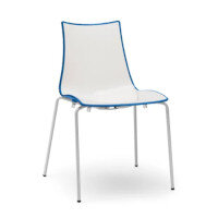 Zebra Bicolore White Leg Outdoor High Gloss Stacking Chair White/Cornflower Blue