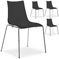 Zebra Antishock Chrome Leg Canteen & Breakout Stacking Chair Glossy Black Set of 4 Zebra Antishock Chrome Leg Canteen & Breakout Stacking Chair Glossy Black Set of 4