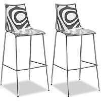 Wave Bar Stool With H800mm Chrome Base Translucent & Anthracite Set of 2 Wave Bar Stool With H800mm Chrome Base Translucent & Anthracite Set of 2