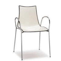Zebra Bicolore Chrome Leg High Gloss Stacking Canteen Chair With Arms White/Anthracite