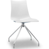 Zebra Technopolymer Canteen Chair with Chrome Trestle Revolving Base Linen White