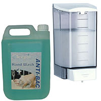 1.1 Ltr Liquid Soap Dispenser & 5 Ltr Anti-Bacterial Soap Bundle 1.1 Ltr Liquid Soap Dispenser & 5 Ltr Anti-Bacterial Soap Bundle