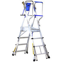 Tele Fly Light - Telescopic Podium Ladder 4+3 Step - a durable, telescopic, multipurpose stepladder solution with non-slip design and easy storage