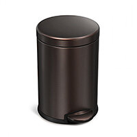Simplehuman Round Steel Bin 4.5L Pedal Operated Dark Bronze Steel CW2040 - Fits Well in Bathrooms or Wherever Space is Limited Simplehuman Round Steel Bin 4.5L Pedal Operated Dark Bronze Steel CW2040 - Fits Well in Bathrooms or Wherever Space is Limited