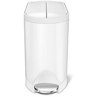 Simplehuman Slim Design Steel Bin 10L Pedal Operated White Steel With Brushed Steel Lid & Pedal With Butterfly Lid CW2042 - Fits Well in Bathrooms or Wherever Space is Limited Simplehuman Slim Design Steel Bin 10L Pedal Operated White Steel With Brushed Steel Lid & Pedal With Butterfly Lid CW2042 - Fits Well in Bathrooms or Wherever Space is Limited