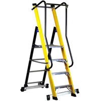 Moby Fibra - 7 Step Fiberglass Podium Ladder - a durable, multipurpose stepladder solution with non-slip design and easy storage