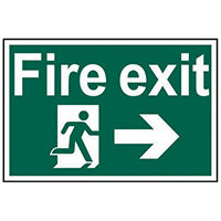 Spectrum Industrial Fire Exit RM Arrow Right S/A PVC Sign 300x200mm 1504 Spectrum Industrial Fire Exit RM Arrow Right S/A PVC Sign 300x200mm 1504