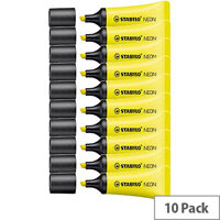 Stabilo Neon Highlighter Pens Yellow Pack of 10 72/24 Stabilo Neon Highlighter Pens Yellow Pack of 10 72/24