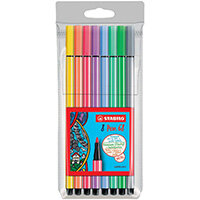 Stabilo 68 Felt Tip Pen Wallet Assorted Pastel Pack of 10 68/8-01 Stabilo 68 Felt Tip Pen Wallet Assorted Pastel Pack of 10 68/8-01