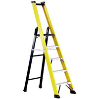 Smart 1 Fiberglass Single Sided Platform Ladder - 9 Step - a durable, multipurpose stepladder solution with non-slip design and easy storage