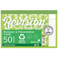 Silvine Recycled Study and Presentation Cards 50 White Pack of 20 CR50RE Silvine Recycled Study and Presentation Cards 50 White Pack of 20 CR50RE