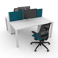 Switch 2 Person Bench Desk With Privacy Screens, Matching Under-Desk Pedestals & Chairs W 1200mm x D 2x600mm