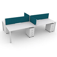 Switch 4 Person Bench Desk With Privacy Screens & Matching Under-Desk Pedestals W 2x1000mm x D 2x700mm