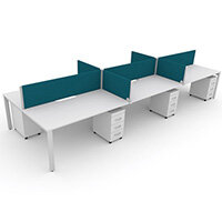 Switch 6 Person Bench Desk With Privacy Screens & Matching Under-Desk Pedestals W 3x1000mm x D 2x600mm