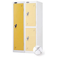 Probe 1 Door Low Locker Cam Lock ACTIVECOAT W305xD305xH1210mm White Body Yellow Door 7 Year Warranty