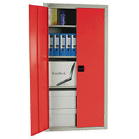 Cupboard Double Door C/W 3 Shelves Red Doors HxWxD mm: 1800x1200x460