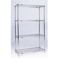 Olympic Chrome Wire Shelving System 1590mm High Starter Unit WxD 1524x457mm 4 Shelves & 4 Posts 275kg Shelf Capacity