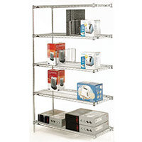 Olympic Chrome Wire Shelving System 1895mm High Add-On Unit WxD 914x356mm 5 Shelves & 2 Posts 350kg Shelf Capacity