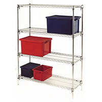 Metro Quick Adjusting Chrome Wire Shelving System 1590mm High Starter Unit WxD 1829x610mm 4 Shelves & 4 Posts 275kg Shelf Capacity