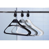 Coat Hangers Black Plastic & Captive Hooks Pack of 100