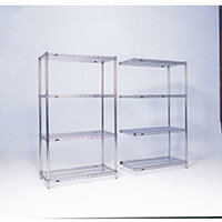 Olympic Chrome Wire Shelving System 1590mm High Add-On Unit WxD 914x356mm 4 Shelves & 2 Posts 350kg Shelf Capacity