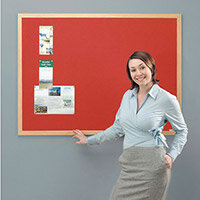 Eco-Friendly Noticeboard 900x600mm Light Oak Frame Red Board