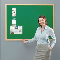 Eco-Friendly Noticeboard 1200x900mm Light Oak Frame Green Board