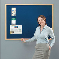 Eco-Friendly Noticeboard 2400x1200mm Light Oak Frame Blue Board