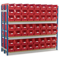 Toprax Longspan H1500Xw1812Xd625mm-Double Initial Bay 112 Red Bins Toprax Longspan H1500Xw1812Xd625mm-Double Initial Bay 112 Red Bins