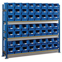 Toprax Longspan H1500Xw1812Xd328mm-Standard Extension Bay 56 Blue Bins Toprax Longspan H1500Xw1812Xd328mm-Standard Extension Bay 56 Blue Bins