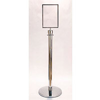 Standard Polished Chrome Sign Holder For Rope & Post Barrier System A4 Portrait Frame only