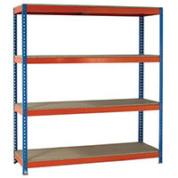 2.5m High Heavy Duty Boltless Chipboard Shelving Unit W2100xD1200mm 350kg Shelf Capacity With 4 Shelves - 5 Year Warranty