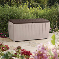 Storage Box With Seat Beige And Brown