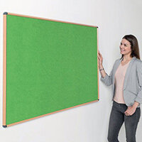 Shield Light Oak Wood Effect Frame Eco-Colour Fire  Resistant Notice Board 600x900 Apple Green