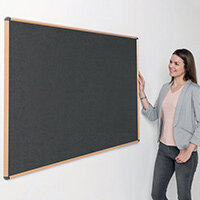 Shield Light Oak Wood Effect Frame Eco-Colour Fire  Resistant Notice Board 600x900 Charcoal