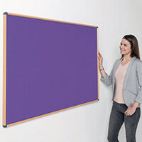 Shield Light Oak Wood Effect Frame Eco-Colour Fire  Resistant Notice Board 900x1200 Purple