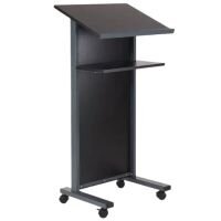 Coloured Panel Front Lectern Mobile - Black Finish with Dark Grey Steel Framework
