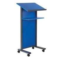 Coloured Panel Front Lectern Mobile - Blue Finish with Dark Grey Steel Framework