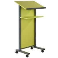 Coloured Panel Front Lectern Mobile - Lime Finish with Dark Grey Steel Framework