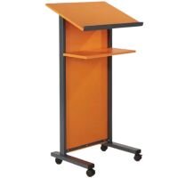 Coloured Panel Front Lectern Mobile - Orange Finish with Dark Grey Steel Framework