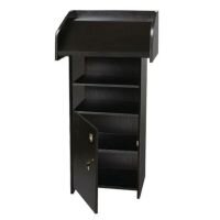 Secure Lectern with Lockable Storage Compartment Black Ash Finish, Ready Assembled
