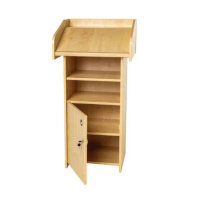 Secure Lectern with Lockable Storage Compartment Maple Finish, Ready Assembled
